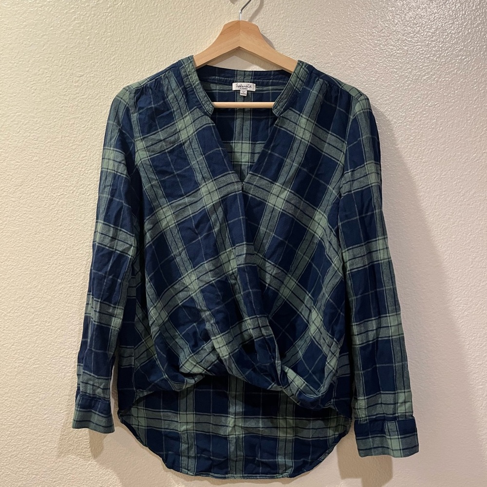 Plaid V-Neck Women's Top